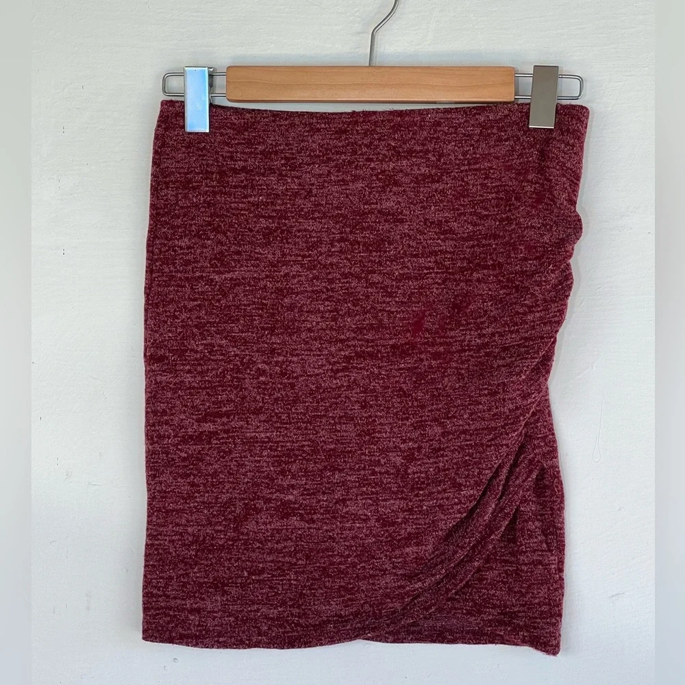 FASHION NOVA 2 Piece Set Heathered Red Mini Skirt Set Strapless Long Sleeve Top - Picture 5 of 8